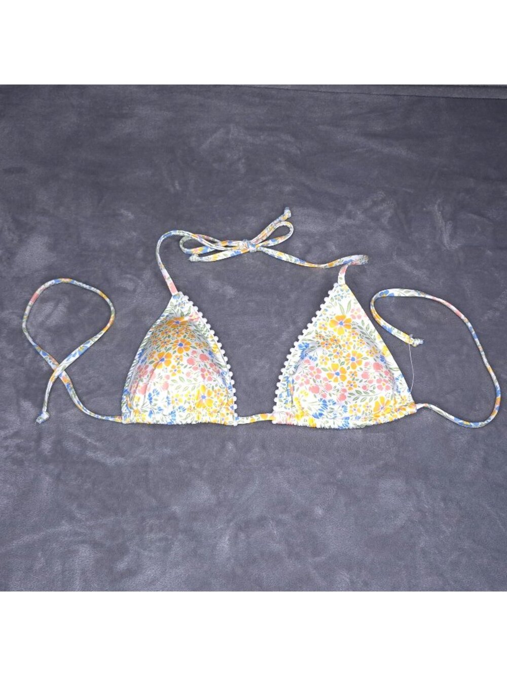 Isabella Rose Floral String Bikini Triangle Top Small Lace Trim Floral Padded